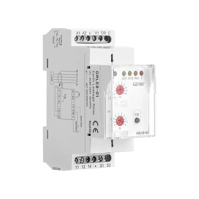 GEYA GRLE8-01 Earth Leakage Relay AC 30ma-30A